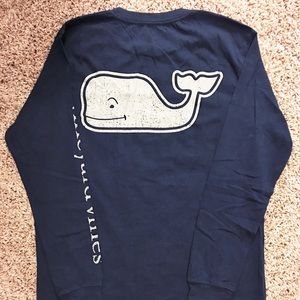 New Vineyard Vines Front Pocket Whale T-Shirt Blue